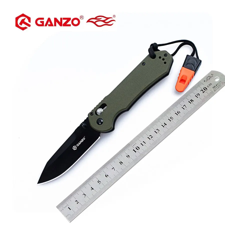 Складной нож 58 60HRC Ganzo G7453 440C G10 со свистком карманный для кемпинга тактический