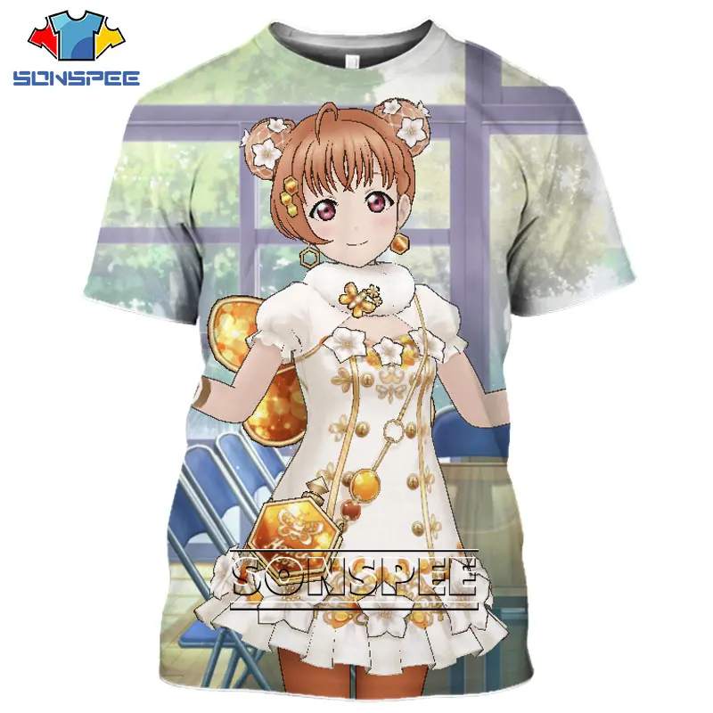 SONSPEE Hot Beach T-shirts Sexy Anime Love Live Kawaii Girl 3D Print Loli T Shirt Streetwear Men Women Tees Oversized Tops Cloth