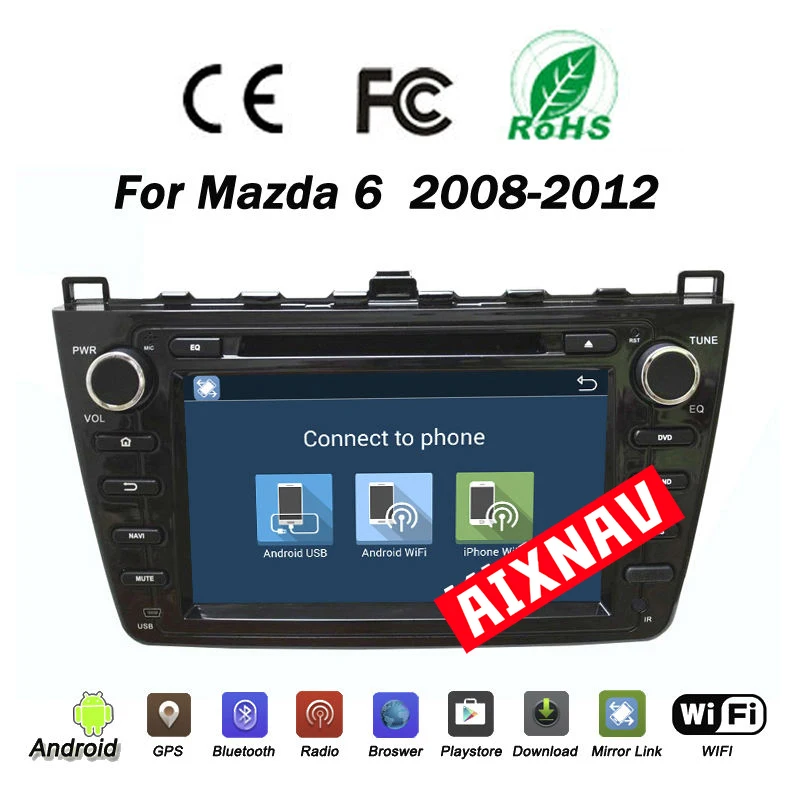 Best Auto Multimedia Player Car Radio for Mazda 6 2008-2012 Mirror Link Phone Bluetooth GPS Navigation System WIFI DVD Video Player 3