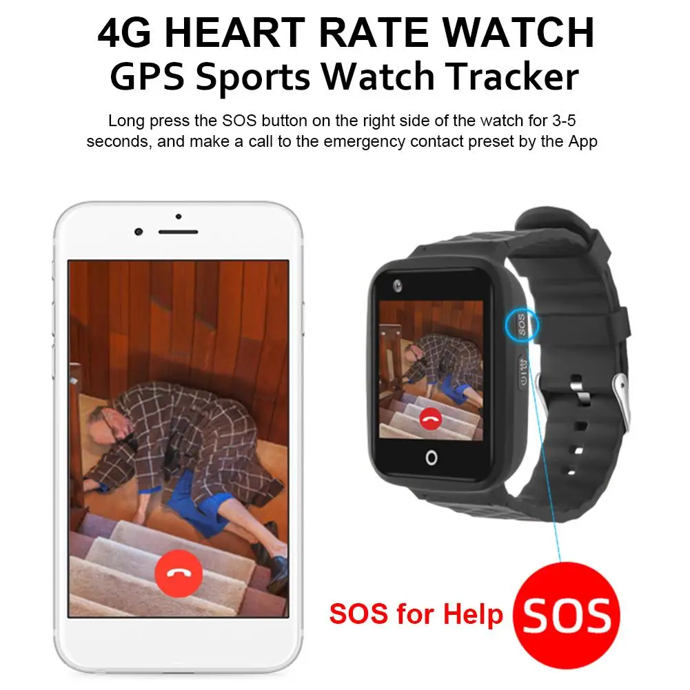 V46 Bluetooth GPS 4G Watch Heart Rate Blood Pressure Monitor SOS Call Smart Bracelet For Children Elderly Safe Anti-Lost Watch