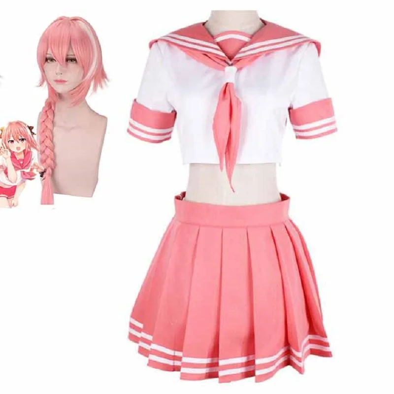 Костюм для косплея Fate Apocrypha Astolfo JK школьная форма топ + юбка парик Полный комплект