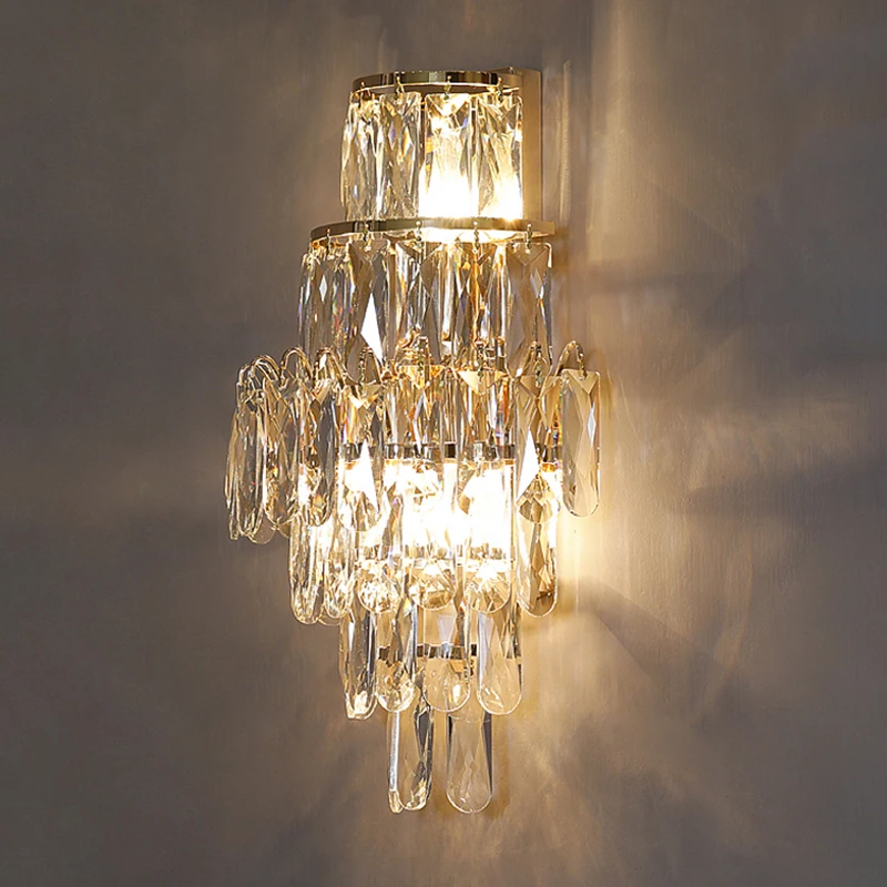 Современный роскошный хрустальный настенный светильник золотистое