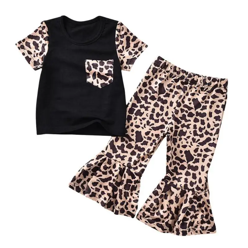 

2pcs Kids Girls Shell Cup Sleeves Tops+Mermaid Wide Leg Pants Clothes Set