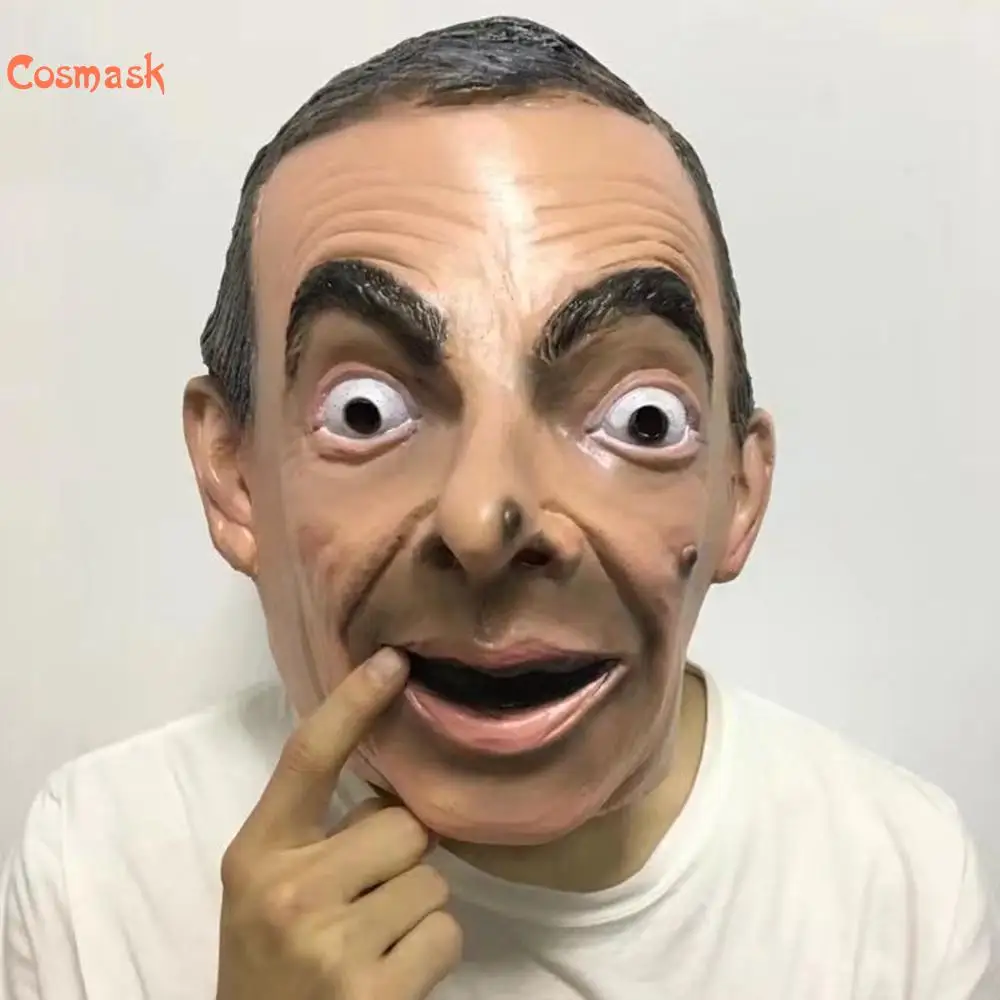 Cosmask Halloween Realistic Mr Bean Latex Mask Full Head Human Mask ...