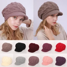 

European and American Pure Color Plus Velvet Warm Rabbit Woolen 8-character Twist Hat with Head Circumference 50 to 65cm