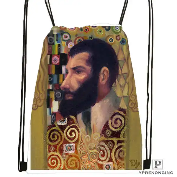 Drawstring Backpack Custom Gustav_Klimt@ 1 походная сумка на шнурке милый рюкзак для детей(черная спинка) 31x40 см#20180611-02-98 - Цвет: Drawstring Backpack