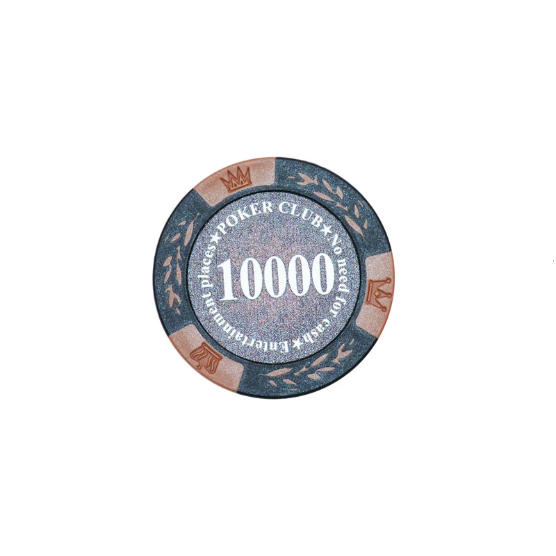 K8356 25 шт./лот 14 г Корона Пшеница PokerClub фильм чипы монеты Baccarat Texas Hold'em двойной цвет Корона глина покерные игровые чипы - Цвет: 10000yuan face value