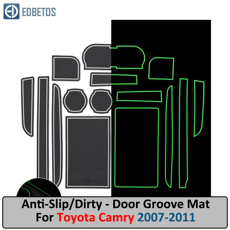 Anti-Slip Mat For TOYOTA Camry 2007-2010 2011 XV40 40 Daihatsu Altis Aurion VI 6 Gate Slot Coaster Anti-Dirty Door Groove Mat