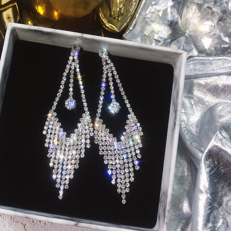 Блестящая сторона, новая модная брендовая бижутерия, звездой Хрустальные Бусины, серьги со шпилькой, для Для женщин простой Стиль подарок жемчужные серьги с кисточками