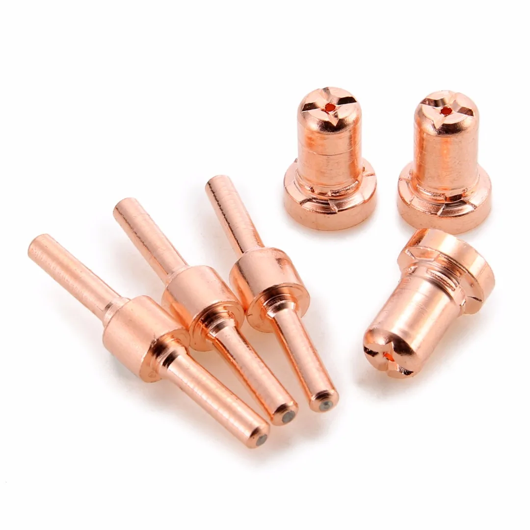 60pcs Extended Long Plasma Cutter Kit Tip Electrode & Nozzles Red Copper For PT31 LG40 40A Cutting Welding Torch Mayitr