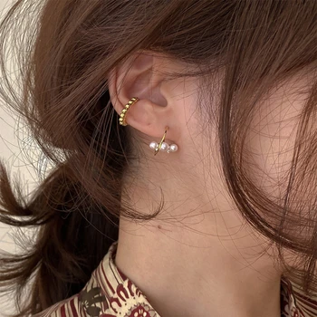 

AOMU 2020 Fashion New Imitation Pearl Geometric Irregular Earrings for Women Korea Jewelry Gifts