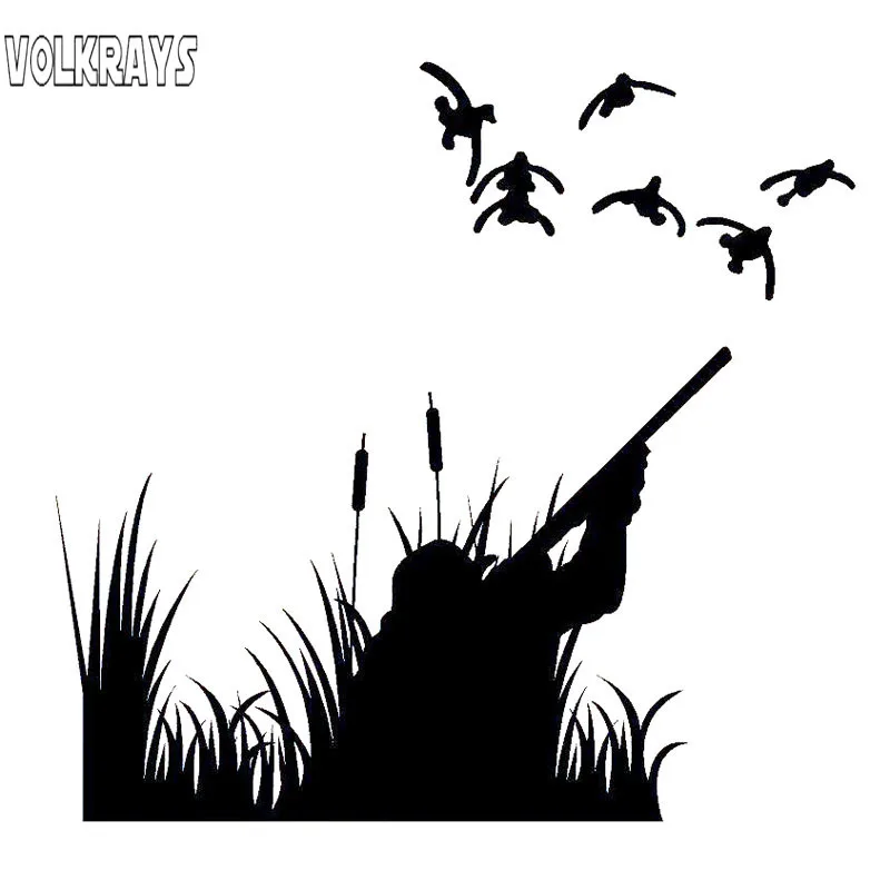 Volkrays Interesting Car Sticker Hunting Duck Outdoors Accessories Reflective Waterproof Vinyl Decal Black/Silver 14cm*15cm | Автомобили и