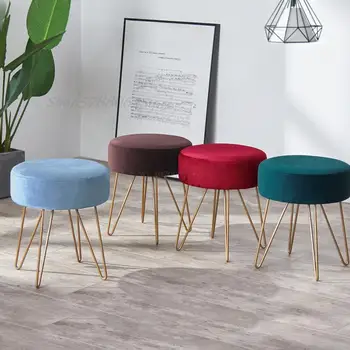 

Nordic iron dressing stool makeup chair creative stool modern minimalist change shoes footstool net red sofa stool