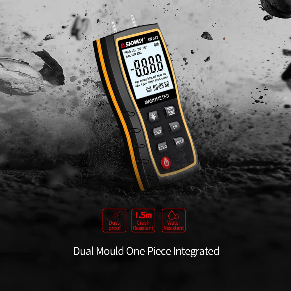 SNDWAY SW-512 Дифференциальный Манометр Ручной ЖК-цифровой двухпортовый манометр дифференциальные датчики давления воздуха тестер