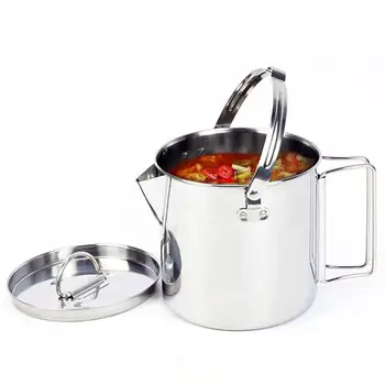 

Stainless Steel Kettle Portable Light Cookware Camping Teapot Coffee Maker Noodle Pot Picnic Accessories For Outdoor Sports