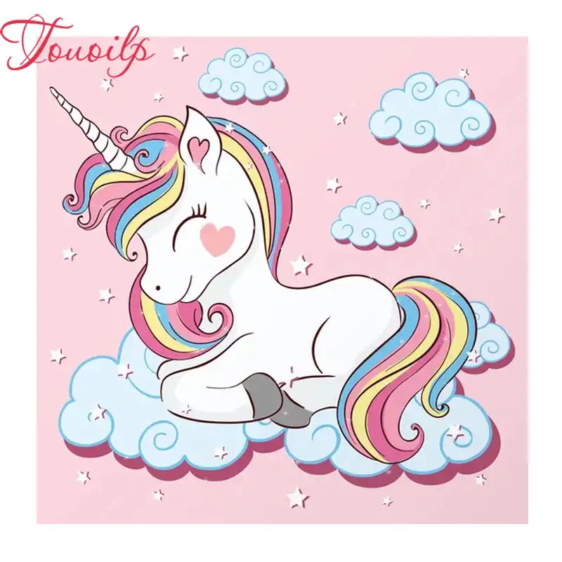 Touoipp Cuadrado Y Diamante Redondo Pintura Punto De Cruz Dibujos Animados Unicornio Diamante Bordado Mosaico Diamantes Pasta Decoracion De Obras De Arte Pintura De Punto De Cruz De Diamantes Aliexpress