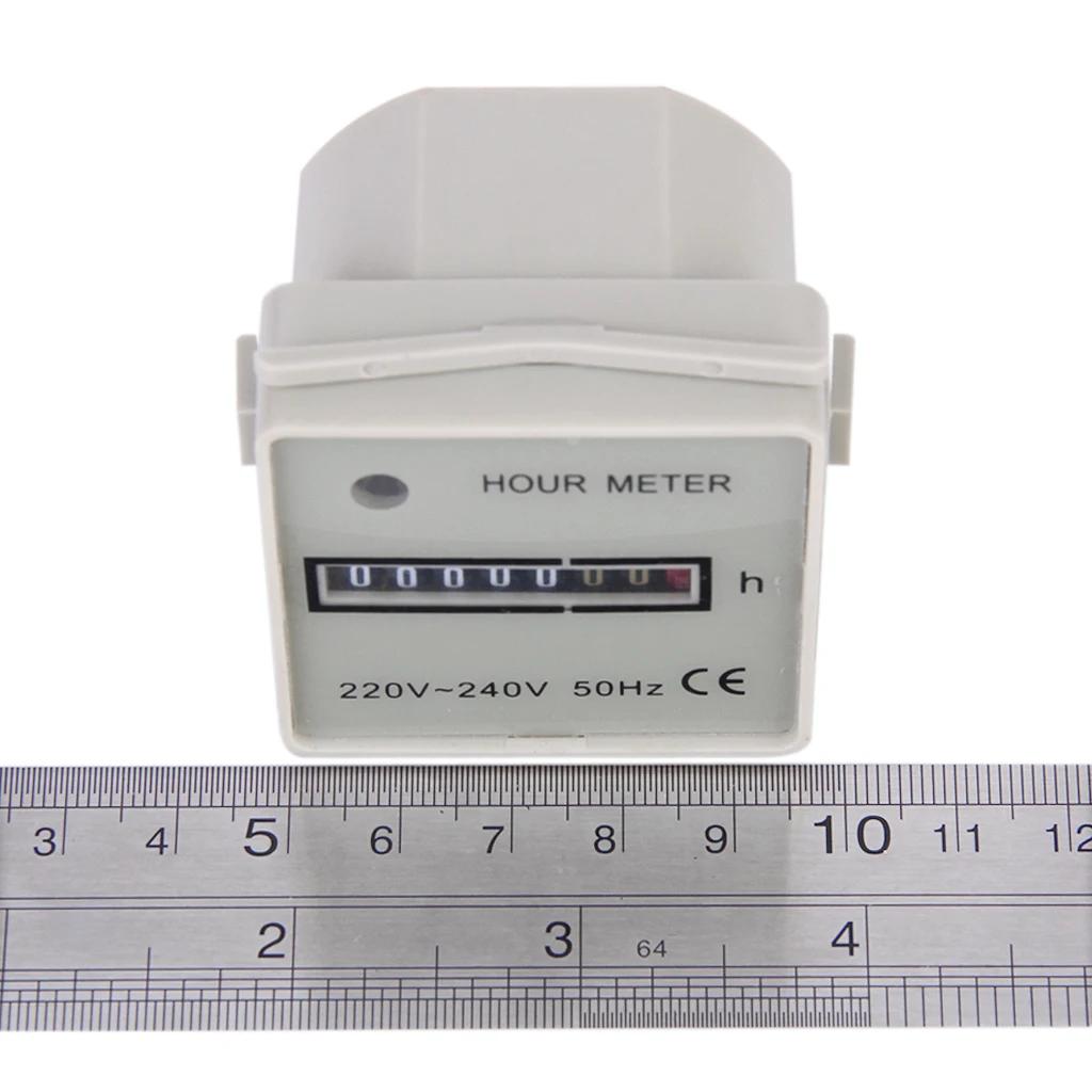 Hour Meter AC 220-240V 99999.9 Hours Reading 50HZ - Square Digital Gauge Quartz