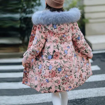 

Winter Girls Warm Down Jackets Kids Fashion Printed Thick Outerwear Children Clothing Teenage Girls Cute Jacket Hooded Coat