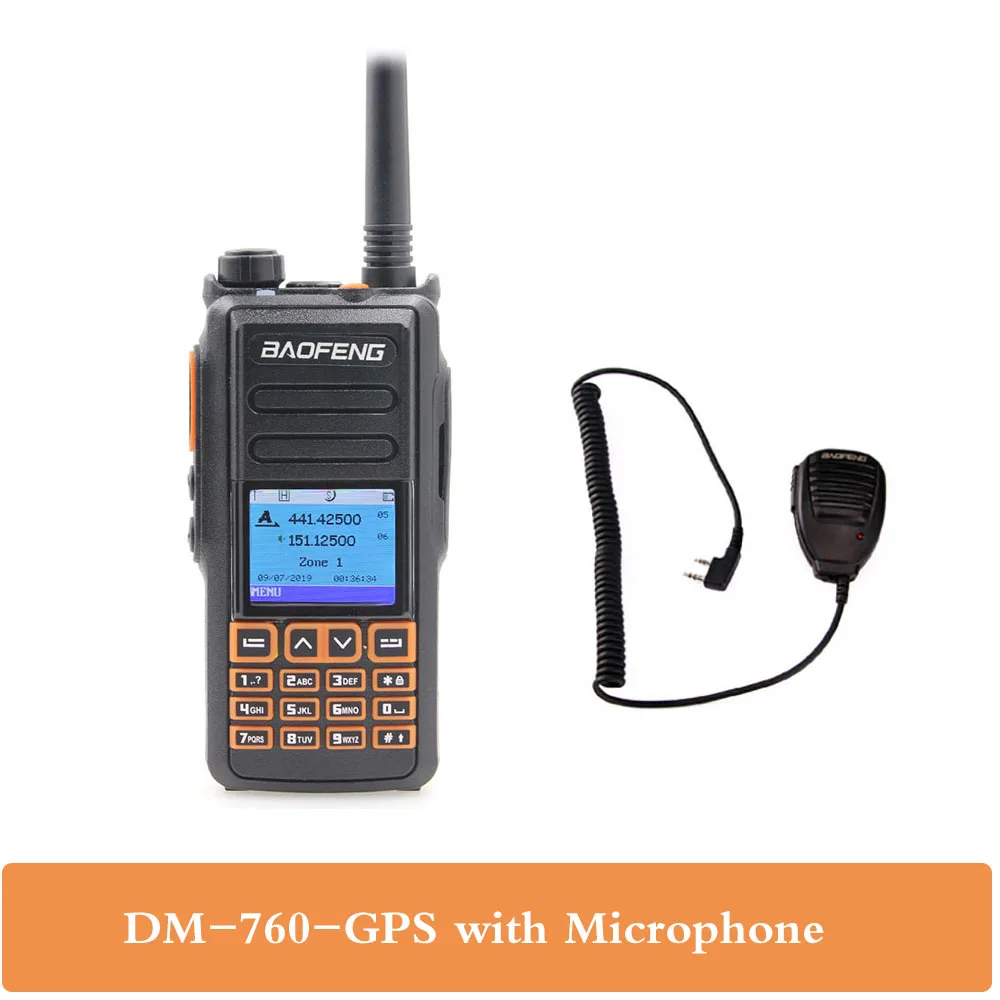 Baofeng Радио DM-760 gps двухдиапазонный Tier 1& 2 Tier II Dual Time slot DMR цифровой аналоговый рация - Цвет: DM-760 with MIC