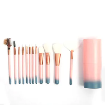 

Makeup Brushes Set 12Pcs The Gradient Blue & Pink Nylon Foundation Powder Blush Cosmetic Brushes With Case Pink Gradient