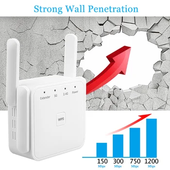 

WiFi Repeater WiFi Extender 2.4G 5G Wireless WiFi Booster Wi Fi Amplifier 5ghz Wi Fi Signal Repeater Wi-Fi 1200Mpbs 300Mbps