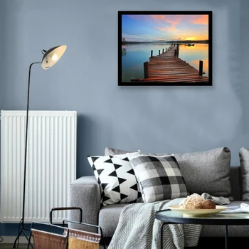 

Oil Painting By Numbers Dusk Boardwalk Frameless DIY Digital Painting on Canvas Paint By Numbers