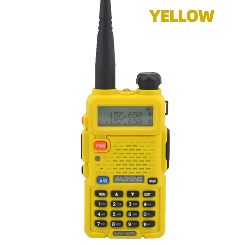 Цвет: желтый BaoFeng-UV-5R Plus двухстороннее радио Walkie Talkie 5 Вт 128CH VHF UHF двухдиапазонный(Бесплатные подарки: ручной микрофон и наушники микрофон/гарнитура - Цвет: Цвет: желтый