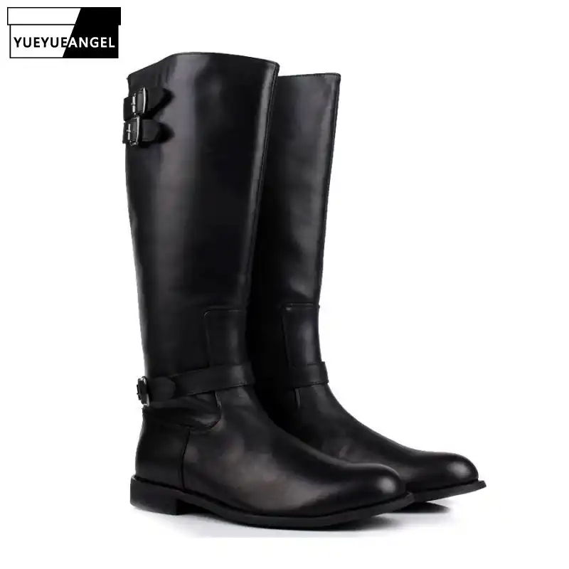 mens buckle biker boots
