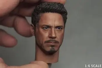 

1/6 Scale Action Figure high quality iron hero Tony male head sculpture with long neck version in stock