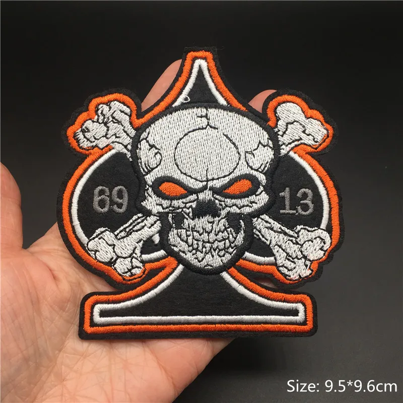 Biker Badges Embroidered Patches Stripes For Clothing Punk Skull Patches Iron On 