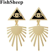 FishSheep Индивидуальные Акриловые милые треугольные глаза большие серьги винтажные золотые геометрические полые длинные висячие серьги ювелирные изделия