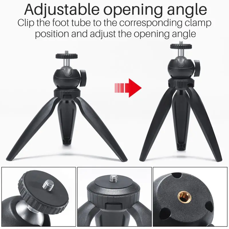 Portable Aluminum Mobile Phone Tripod Stand With Rotating Ball Head For IPhone Photography For GoPro