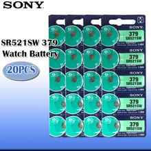 20 шт. Sony 100% оригинал 379 SR521SW SR63 D379 V379 AG0 Серебряный оксид часы