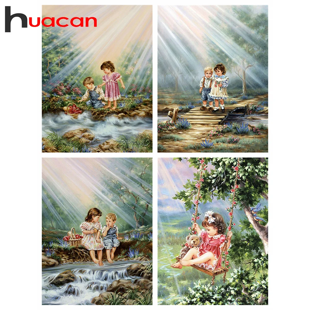 Картина для алмазной вышивки Huacan 5D Алмазная мозаика девочек г. детский портрет