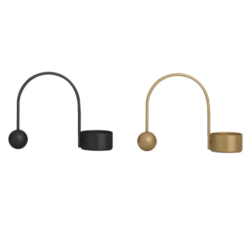 Подсвечник скандинавский минималистичный черный и золотой геометрический подсвечник Дания минималистичный дизайн 3D декоративная металлическая свеча