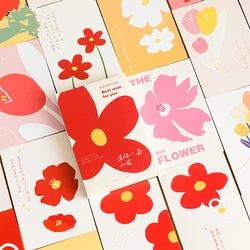 Lot de cartes postales mixtes «fleurs rouges» 30 pièces, Lot de beaux signets en papier pour écoliers, cartes de vœux 