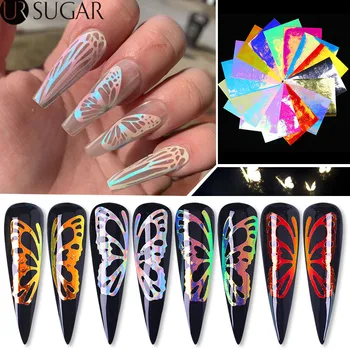 

1 Pack 3D Nail Stickers Butterfly Flower Leaf Design Decals Holographic Sticker Paper Nail Art Decoration DIY Manicure