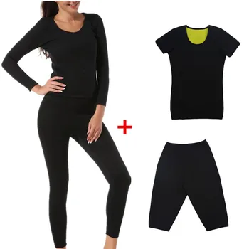 

Women Slimming Shirt Long Sleeve Body Shaper Pants Set Tops Fitness Waist Corsets Sport Sweat Sauna Panties Weight Loss Neoprene