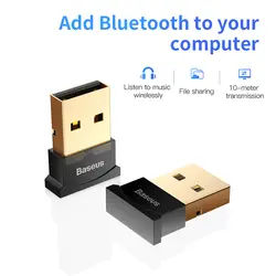 Baseus USB Bluetooth адаптер ключ для компьютера PC PS4 мышь Aux аудио Bluetooth 4,0 4,2 5,0 музыкальный приемник с динамиком передатчик
