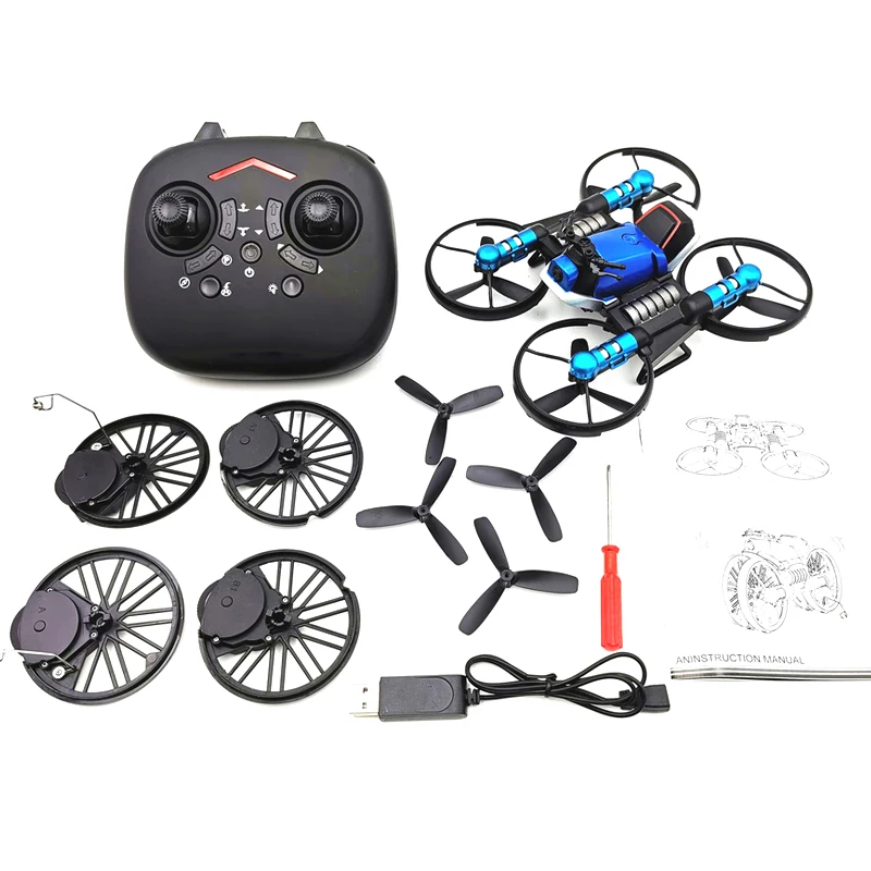 

Newly 2.4G Deformation Motorcycle Folding Quadcopter Drone Double Mode 2 in 1 Toy 999
