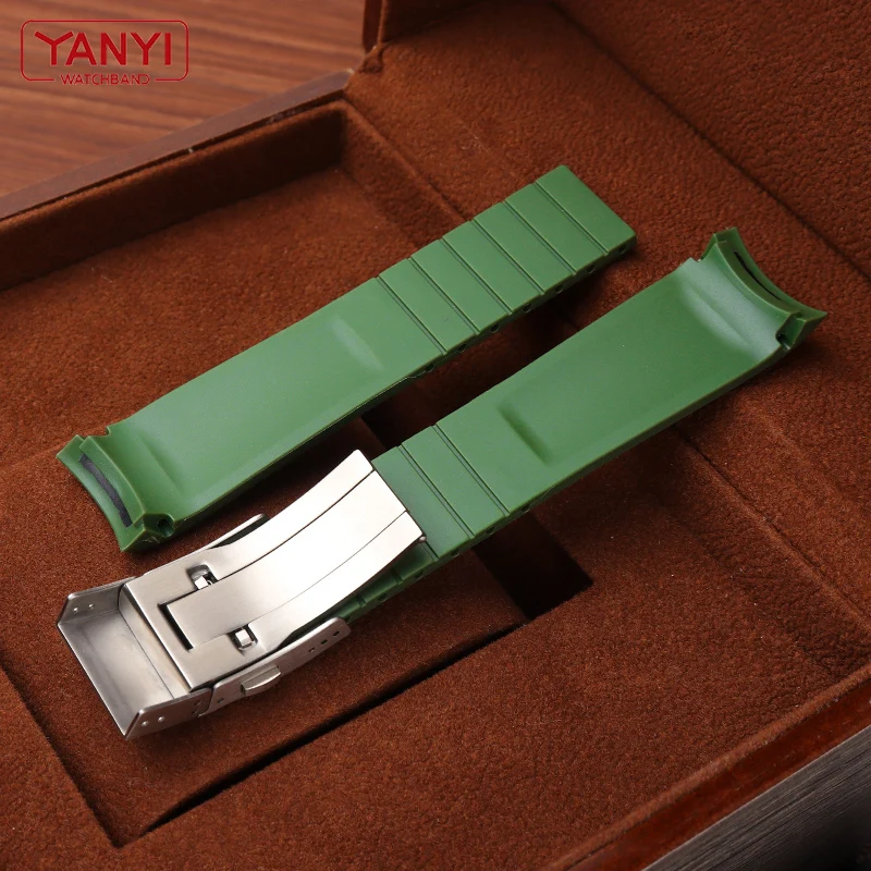 Curved end Rubber watch strap 21mm watchband for Longines conquest L37813567 L37813787 L3.781/782 watches band wristwatches band