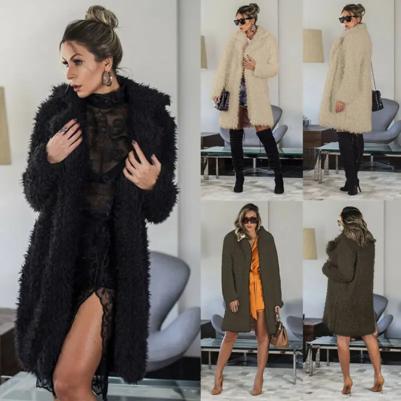 2019 New Fashion Women Autumn Winter Coat Long Sleeve Cardigan Jacket Slim Fit Fleece Soft Warm | Женская одежда