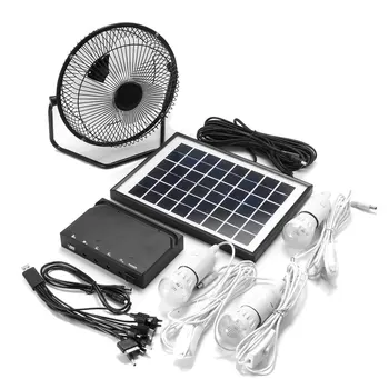

Solar system with USB external portable solar panels and LED lights