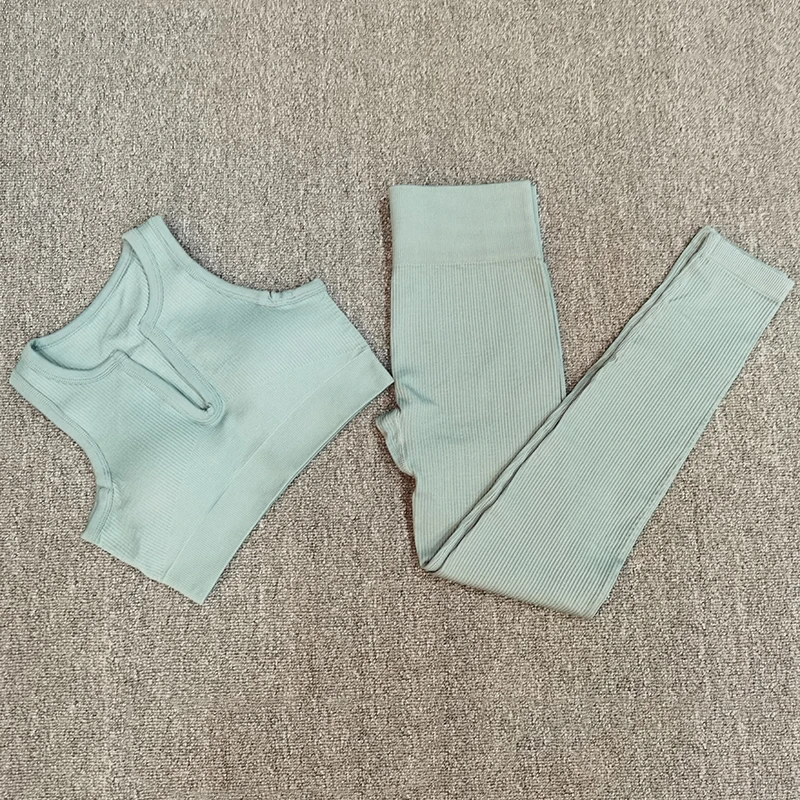 

New Women Seamless Yoga Set Gym Clothing Workout Sportswear Sexy Fitness Bra Flexible High Waist Leggings Sports Suits Outfits