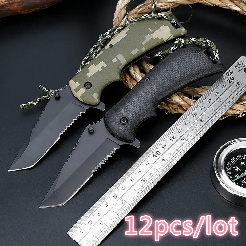 12pcs/lot Folding Fold Knife Portable Key Ring Camping Mini Peeler Keychain Tactical Rescue Survival Outdoor Tool Hunting | Инструменты