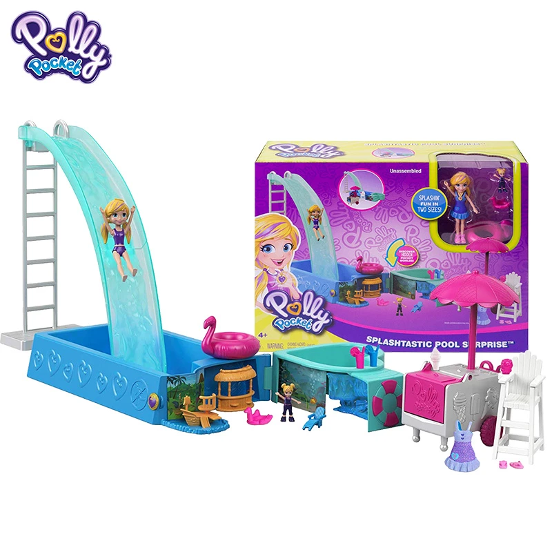 Original Polly Pocket Pool slide party set Mini Doll PlayGround girl toys  Top Brand Children Birthday Christmas Gifts - AliExpress Toys & Hobbies