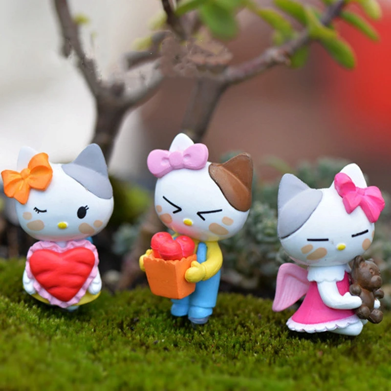 

6pcs/set Cartoon Cute Angel Cat Models Figna Anime Figure Creative Cake Decoration DIY Crafts Pendant Materials Dolls for Girls