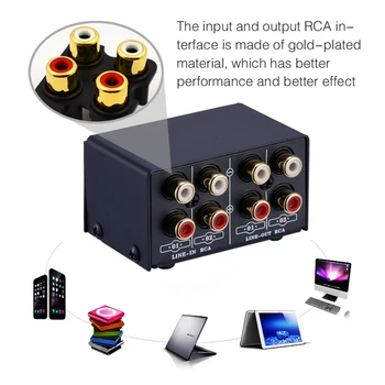 

10KΩ-50KΩ 20-20kHz All Metal Shell Design 2 Input 2 Output Source Signal Selection Switch Computer Speaker Switcher Switcher