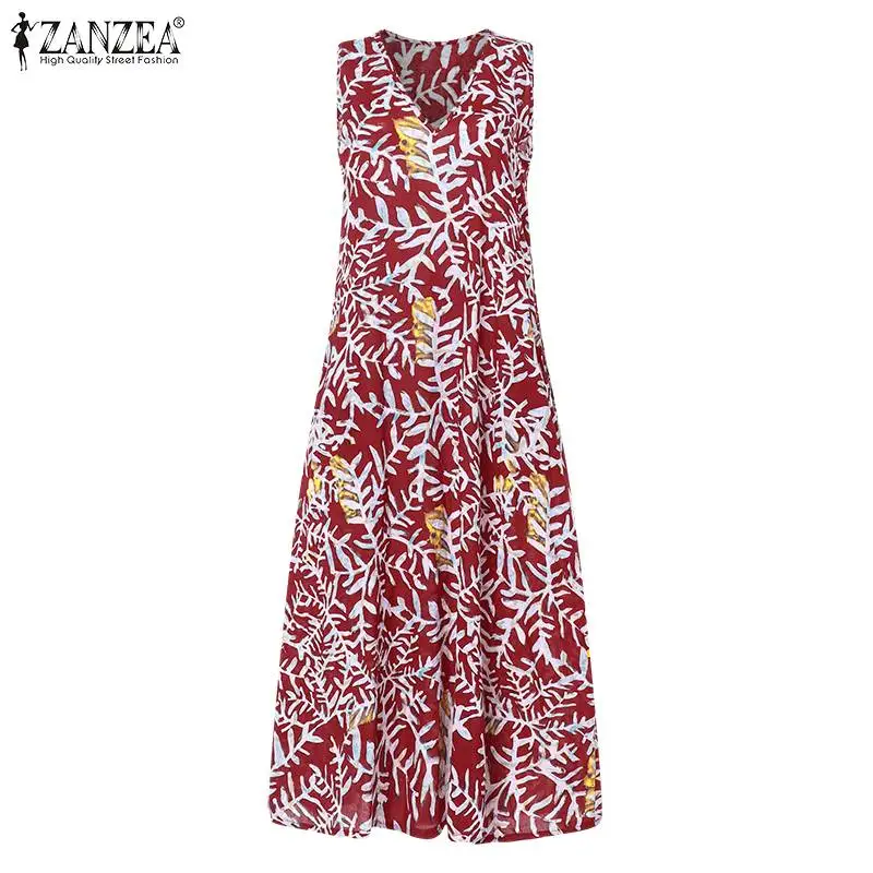 Летний сарафан ZANZEA богемный Для женщин сарафаны длинное платье Винтаж принт вечерние платье пляжный отдых платье vestidos Femme