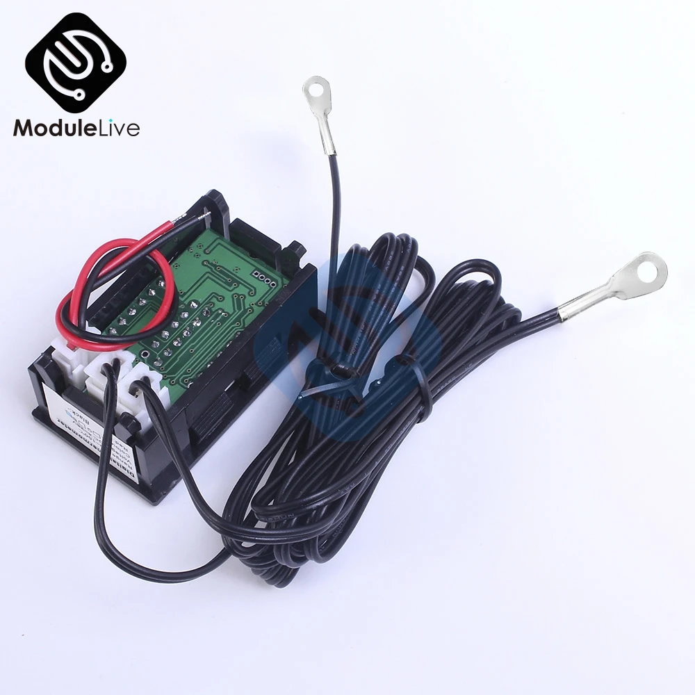 DC 4-28V 5V 12V 0.28 inch LED Display Dual Red Blue Green Digital Temperature Sensor Thermometer With NTC Probe Cable